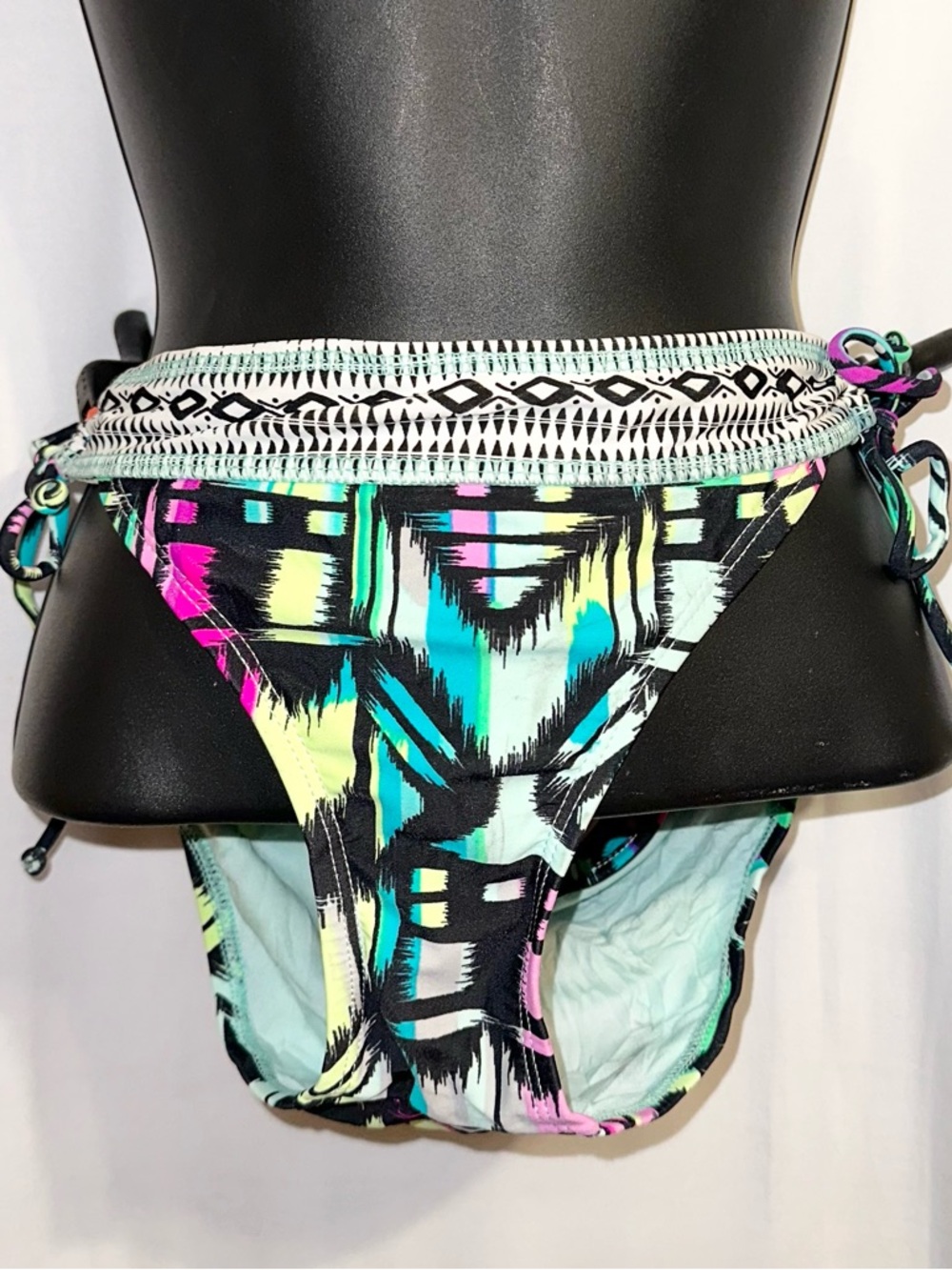 👙The Bikini Lab Geometric Tribal Bikini Bottoms with Side Ties - Size M/L